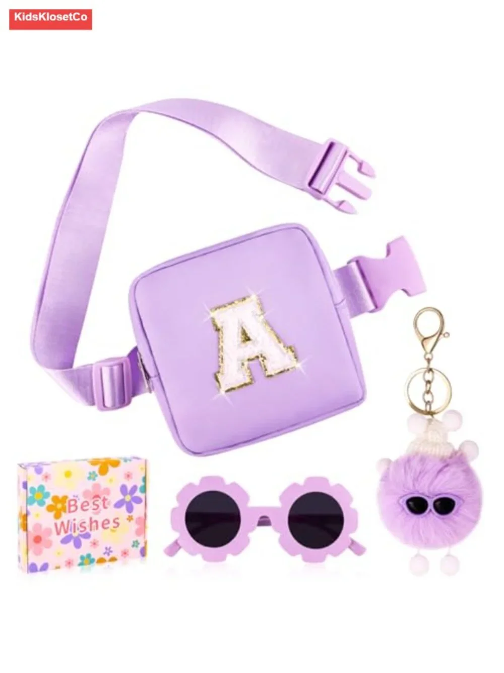Personalized Initial Fanny Pack for Kids with Sunglasses & Keychain, Mini